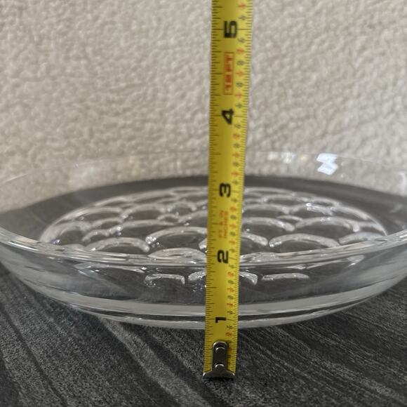 Large Dimpled HOYA Thumbprint Mid-Century Art Glass Crystal Bowl Tray 12.5” - Picture 5 of 7